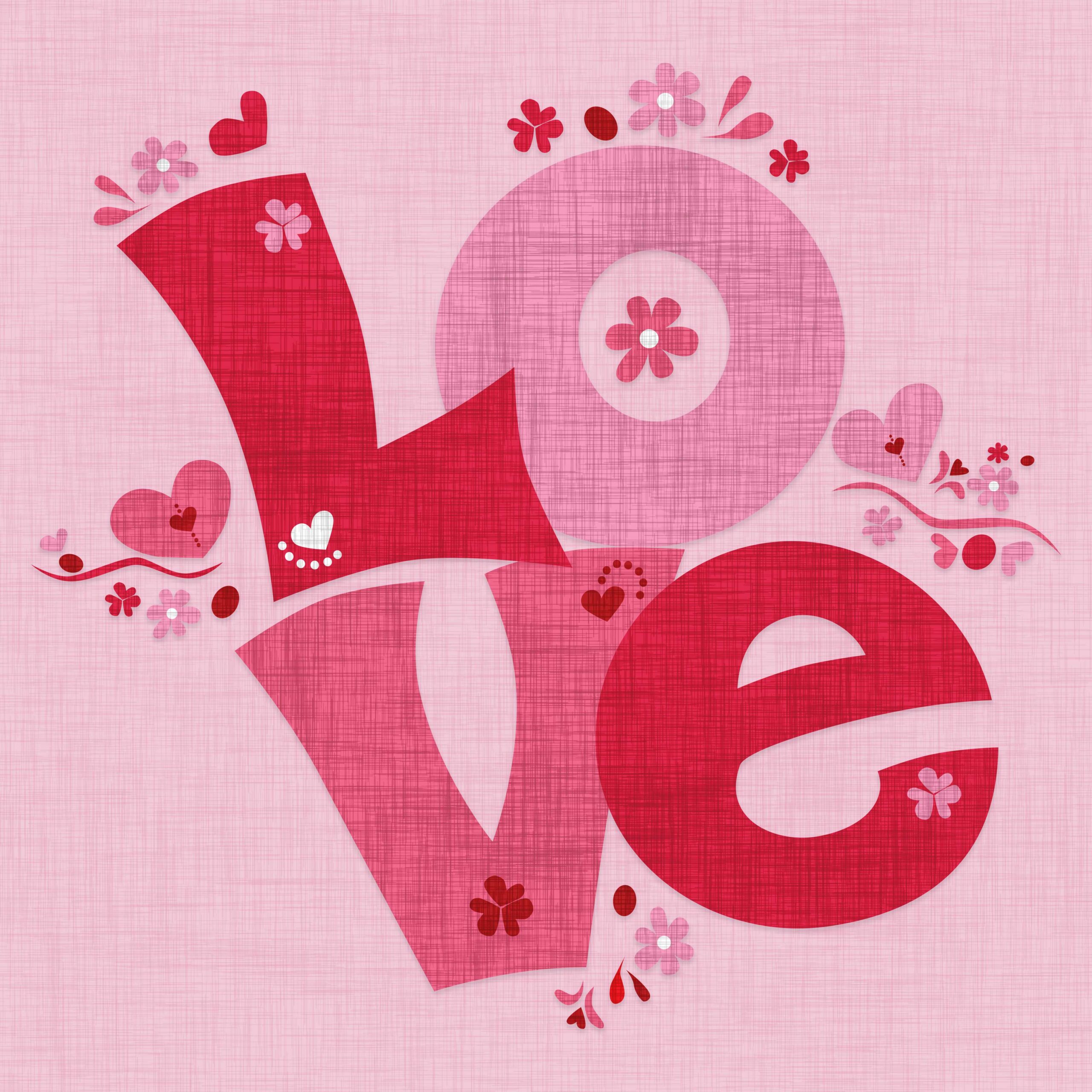 Love lettering repeat pattern in pink by Jess King Artist from Ditsy Pattern Design Co