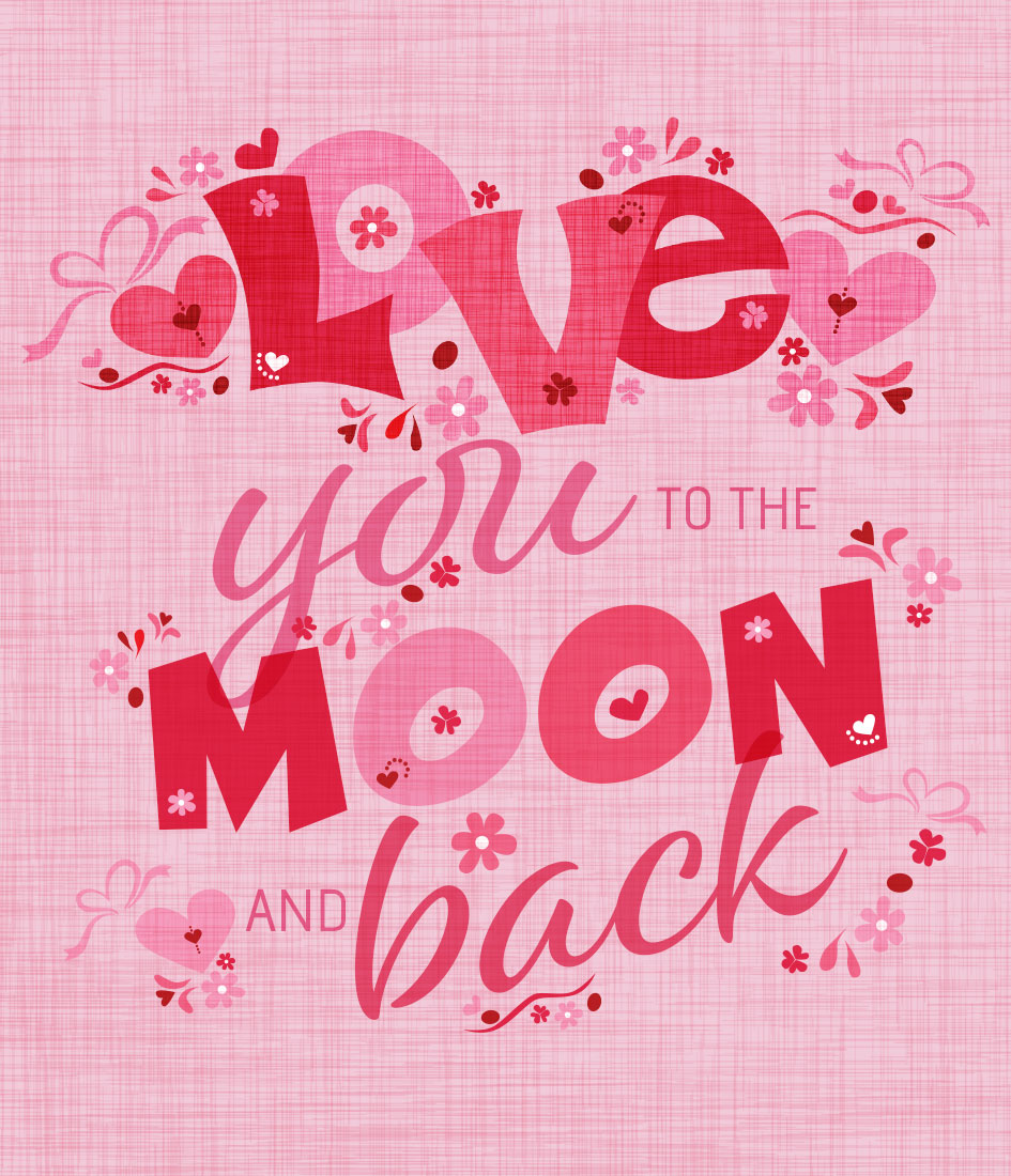 Love lettering repeat pattern in pink by Jess King Artist from Ditsy Pattern Design Co